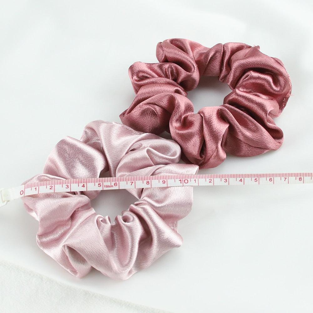 5PCS/Lot Fashion Silk Satin Scrunchies Headband Large Elastic Rubber Hair Band Women Fashion Hair Scrunchies Ponytail Holder Accessories for Women And Girls
