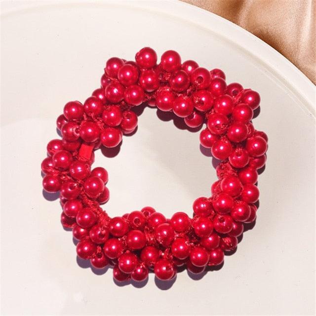 6 Colors Woman Elegant Pearl Hair Ties Beads Girls Scrunchies Rubber Bands Ponytail Holders Hair Accessories Elastic Hair Band No Metal Hairband Girls Elegant Headwear Accessories Wraps Hoop Clips