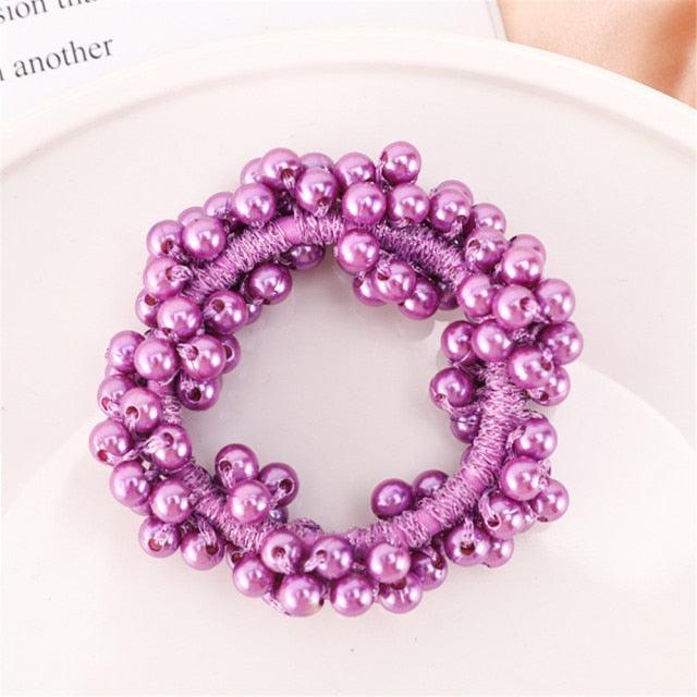 6 Colors Woman Elegant Pearl Hair Ties Beads Girls Scrunchies Rubber Bands Ponytail Holders Hair Accessories Elastic Hair Band No Metal Hairband Girls Elegant Headwear Accessories Wraps Hoop Clips