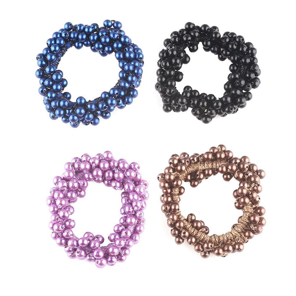 6 Colors Woman Elegant Pearl Hair Ties Beads Girls Scrunchies Rubber Bands Ponytail Holders Hair Accessories Elastic Hair Band No Metal Hairband Girls Elegant Headwear Accessories Wraps Hoop Clips