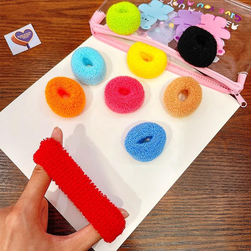 6/12 Pcs Women Girl Cute Knitting Solid Scrunchies Rubber Band Children Soft Elastic Hair Bands Colorful Large Hair Ties, Strong Elastic Hair Bobbles for Ponytail Holder Sweet Hair Accessories Set