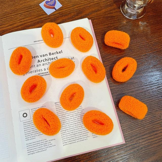 6/12 Pcs Women Girl Cute Knitting Solid Scrunchies Rubber Band Children Soft Elastic Hair Bands Colorful Large Hair Ties, Strong Elastic Hair Bobbles for Ponytail Holder Sweet Hair Accessories Set