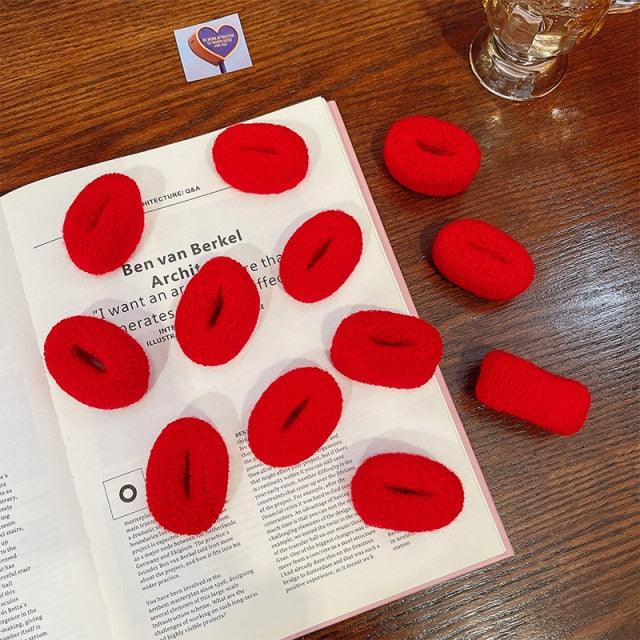 6/12 Pcs Women Girl Cute Knitting Solid Scrunchies Rubber Band Children Soft Elastic Hair Bands Colorful Large Hair Ties, Strong Elastic Hair Bobbles for Ponytail Holder Sweet Hair Accessories Set