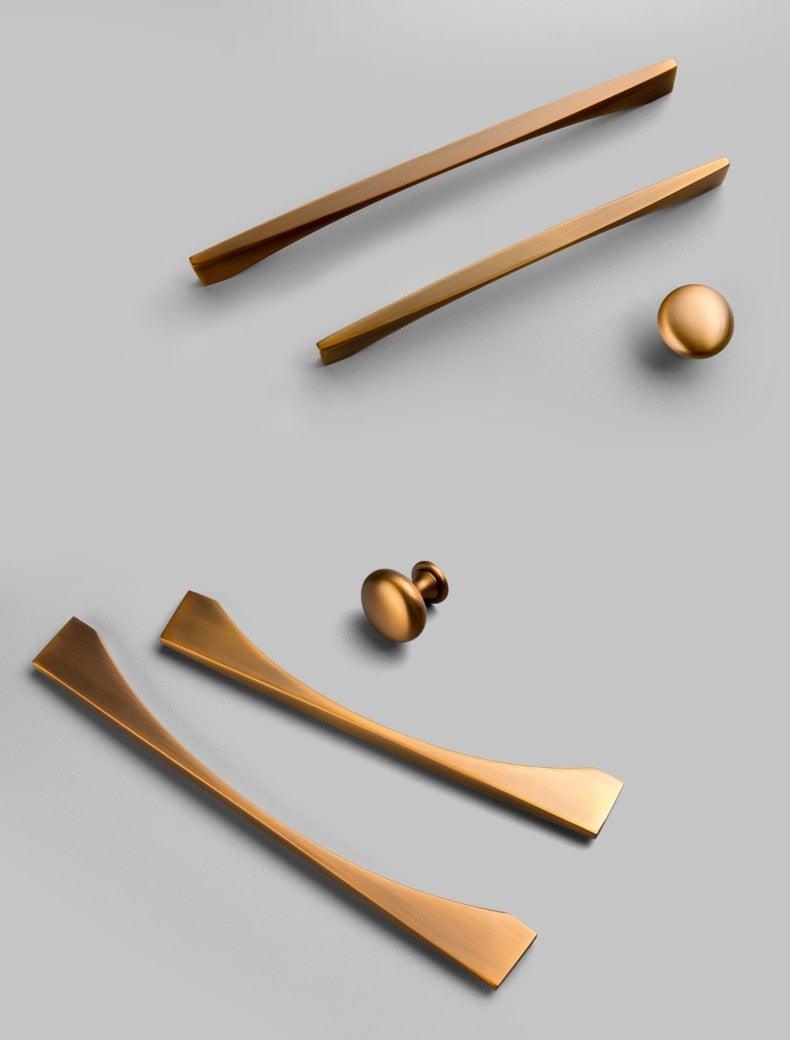 6PCS Set Nordic Modern Glam Brushed Bronze Drawer Knobs Kitchen Door Handles Cupboard Door Handle Cabinet Handles for Furniture Hardware  Brushed Brass Handle Modern Minimalist Cabinet Pull Drawer Handle Wardrobe Cabinet Hardware