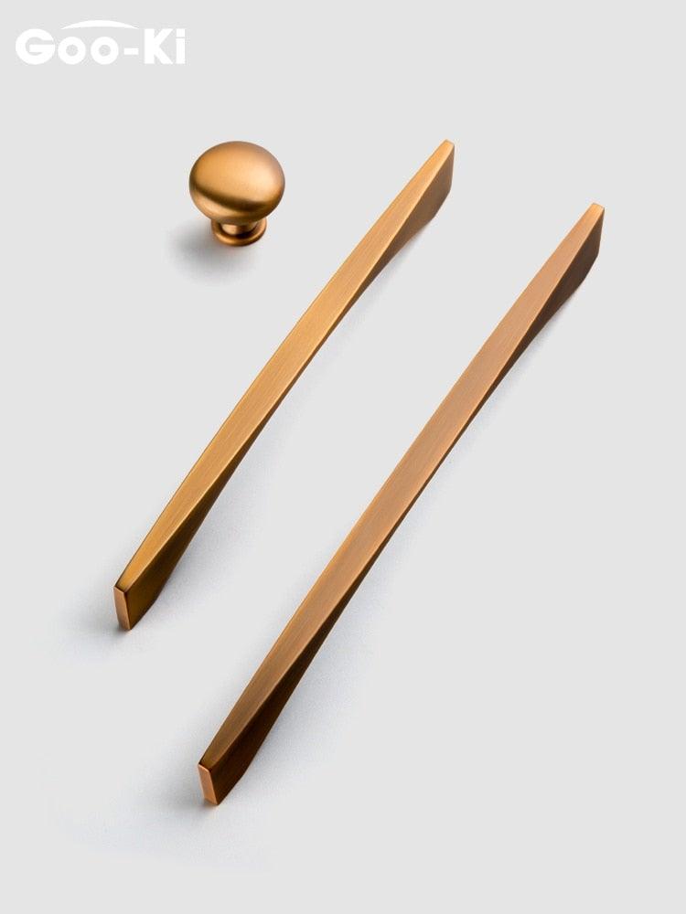 6PCS Set Nordic Modern Glam Brushed Bronze Drawer Knobs Kitchen Door Handles Cupboard Door Handle Cabinet Handles for Furniture Hardware  Brushed Brass Handle Modern Minimalist Cabinet Pull Drawer Handle Wardrobe Cabinet Hardware