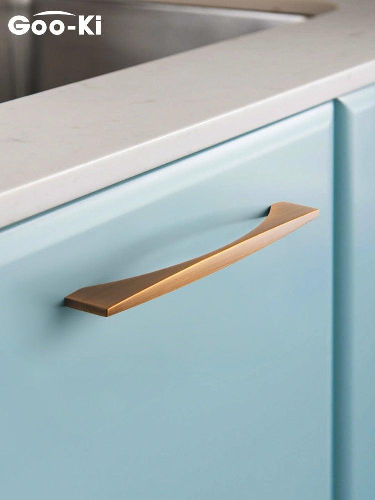 6PCS Set Nordic Modern Glam Brushed Bronze Drawer Knobs Kitchen Door Handles Cupboard Door Handle Cabinet Handles for Furniture Hardware  Brushed Brass Handle Modern Minimalist Cabinet Pull Drawer Handle Wardrobe Cabinet Hardware