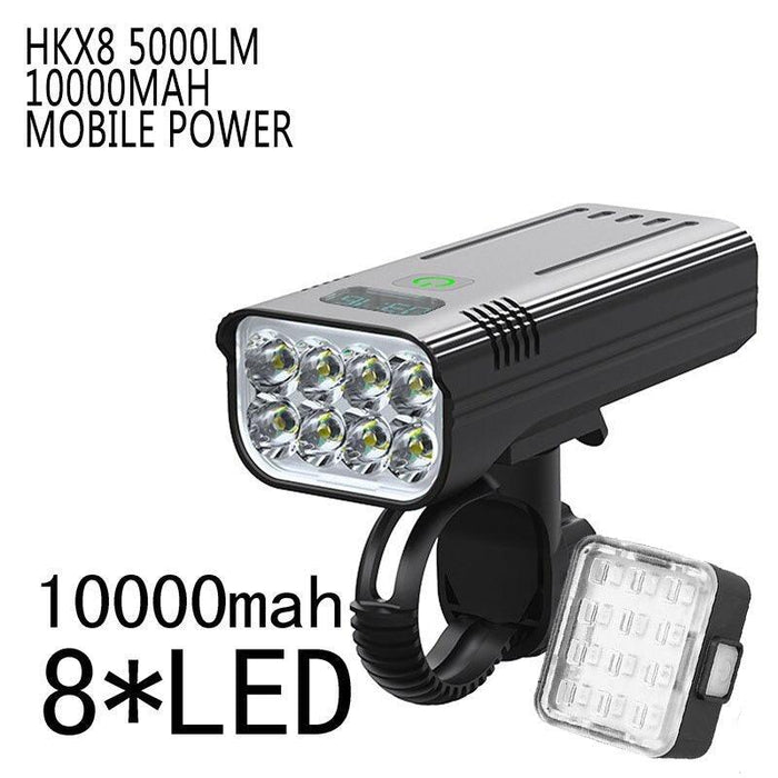 10000mAh Bicycle Front Light Bicycle 8 LED Front Bike Light Headlight Bike Accessories USB Rechargeable Bicycle Headlight With IP65 Waterproof Lighting Modes Bicycle Light Fits For Bike All Road Bicycle