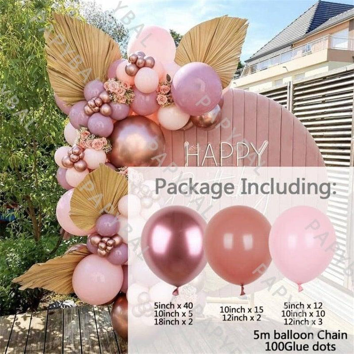 91Pcs Rose Gold Retro Pink & Gold Latex Balloons For Wedding Birthday Party Decoration And Baby Shower - STEVVEX Balloons - 90, 91PCS, attractive balloons, baby pink balloons, baby shower balloons, balloon, balloons, Birthday Balloons, chrome gold balloons, decorative balloons, gold pink balloons, Happy Birthday Balloons, high quality balloons, party balloons, retro pink balloons, wedding balloons - Stevvex.com