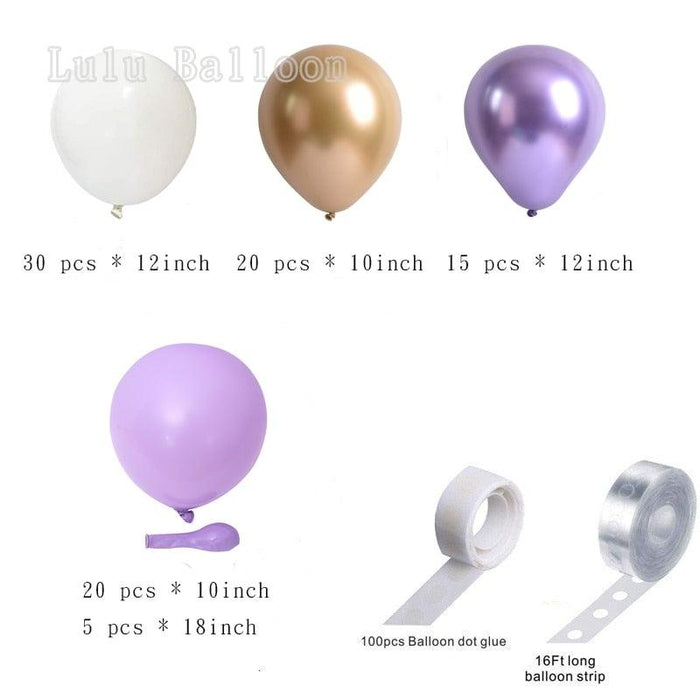 92pcs Pastel White Purple And Gold Garland Balloons Kit For Party Wedding Birthday Baby Shower Bridal Shower Gender Reveal - STEVVEX Balloons - 90, 92pcs balloons, anniversery balloons, attractive balloons, attractive party balloons, attractive pink balloons, attractive white gold balloons, Baby Balloons, baby pink balloons, baby shower, baby shower balloons, balloon, balloons, party balloons - Stevvex.com