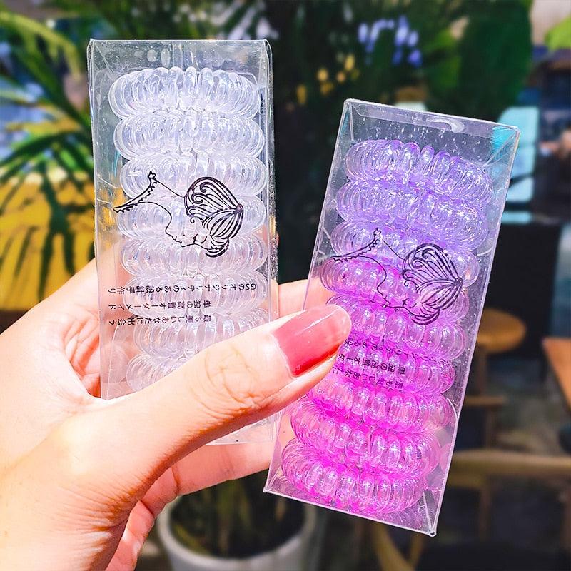 9pcs/set Telephone Colorful Hair Ties Woman Elastic Hairband Ponytail Holders Hair Ropes Wires Scrunchies Elastic Hair Bands Kid Ponytail Holder Tie Gum Hair Accessories