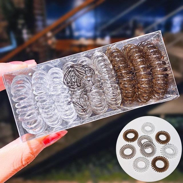 9pcs/set Telephone Colorful Hair Ties Woman Elastic Hairband Ponytail Holders Hair Ropes Wires Scrunchies Elastic Hair Bands Kid Ponytail Holder Tie Gum Hair Accessories