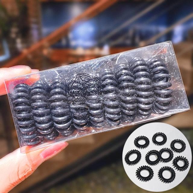 9pcs/set Telephone Colorful Hair Ties Woman Elastic Hairband Ponytail Holders Hair Ropes Wires Scrunchies Elastic Hair Bands Kid Ponytail Holder Tie Gum Hair Accessories
