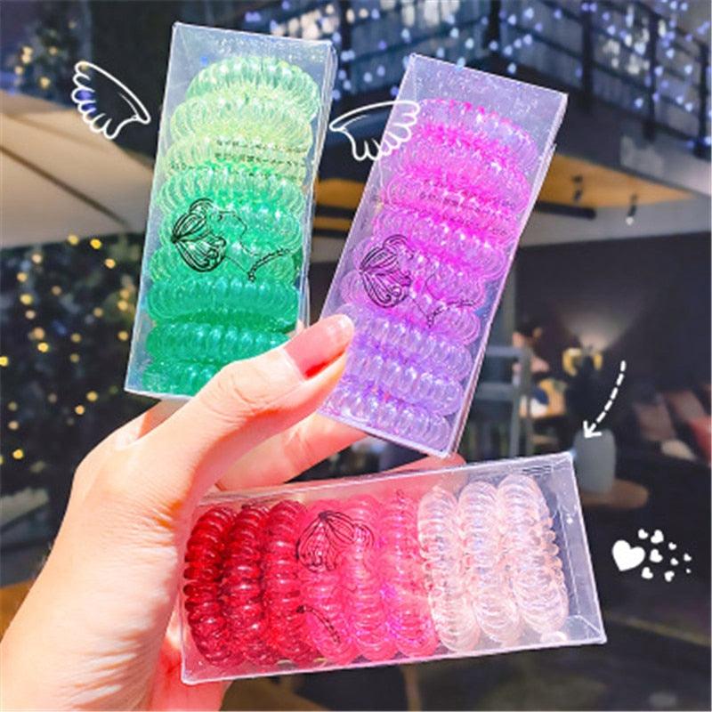 9pcs/set Telephone Colorful Hair Ties Woman Elastic Hairband Ponytail Holders Hair Ropes Wires Scrunchies Elastic Hair Bands Kid Ponytail Holder Tie Gum Hair Accessories