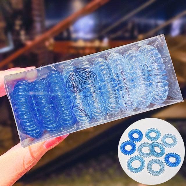 9pcs/set Telephone Colorful Hair Ties Woman Elastic Hairband Ponytail Holders Hair Ropes Wires Scrunchies Elastic Hair Bands Kid Ponytail Holder Tie Gum Hair Accessories