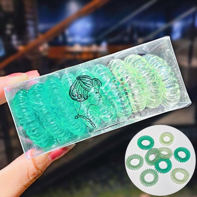 9pcs/set Telephone Colorful Hair Ties Woman Elastic Hairband Ponytail Holders Hair Ropes Wires Scrunchies Elastic Hair Bands Kid Ponytail Holder Tie Gum Hair Accessories