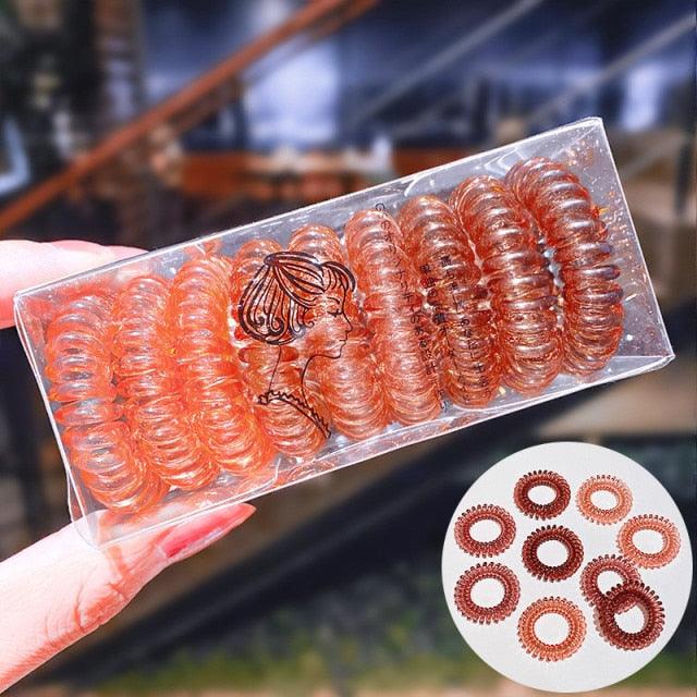 9pcs/set Telephone Colorful Hair Ties Woman Elastic Hairband Ponytail Holders Hair Ropes Wires Scrunchies Elastic Hair Bands Kid Ponytail Holder Tie Gum Hair Accessories