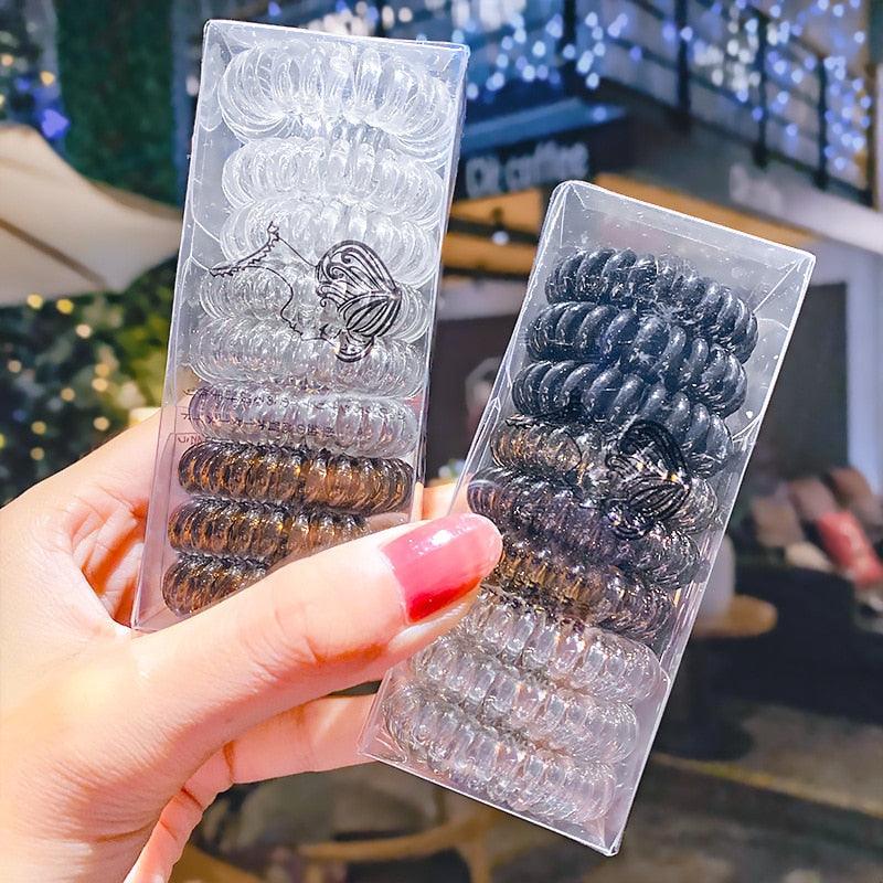 9pcs/set Telephone Colorful Hair Ties Woman Elastic Hairband Ponytail Holders Hair Ropes Wires Scrunchies Elastic Hair Bands Kid Ponytail Holder Tie Gum Hair Accessories