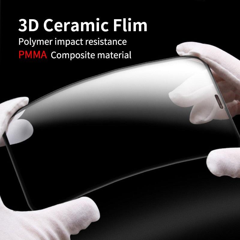 3PCS 100D Ceramic Protective Glass For iPhone 14 13 12 Mini 11 Pro XR XS Max X 8 7 Plus SE 2020 Soft Screen Protector Film Series Tempered Glass Screen Protector