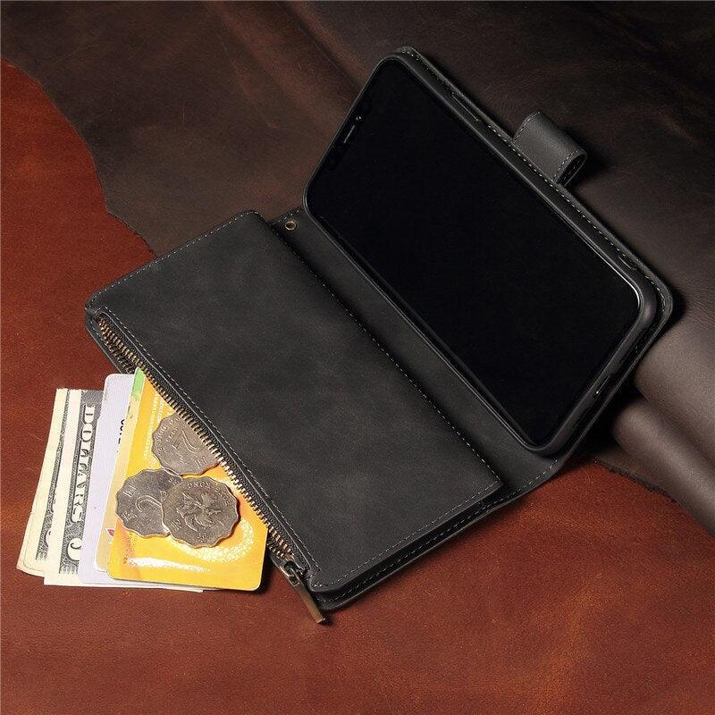 Retro Flip Leather Case For RedMi Note 11 Pro 10 10S 9S 9 8T 8 7 9A 9C 8A 7A  Wallet Card Cover For XiaoMi POCO M3 Vintage Premium PU Leather Cover Flip Case with Card Slots Magnetic Closure Pocket Handbag with Hand Strap