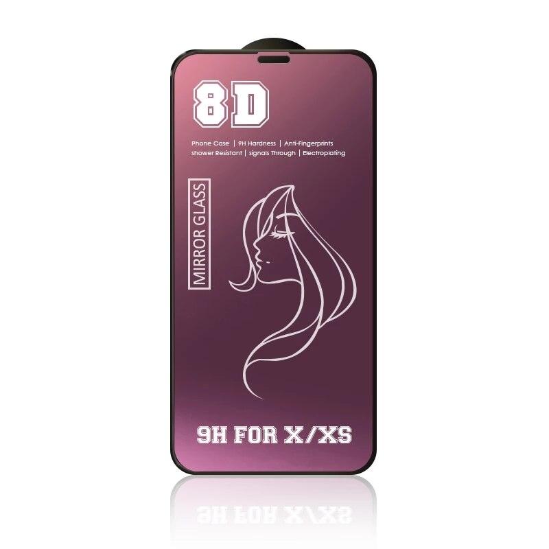 Glue Anti Scratch Mirror Screen Protector Tempered Glass For iphone 13 12 11 Pro XS Max X XR 7 8 Plus Makeup Mirror Tempered Glass for Iphone 11 12Pro 13pro Max Mirror Screen Protectors