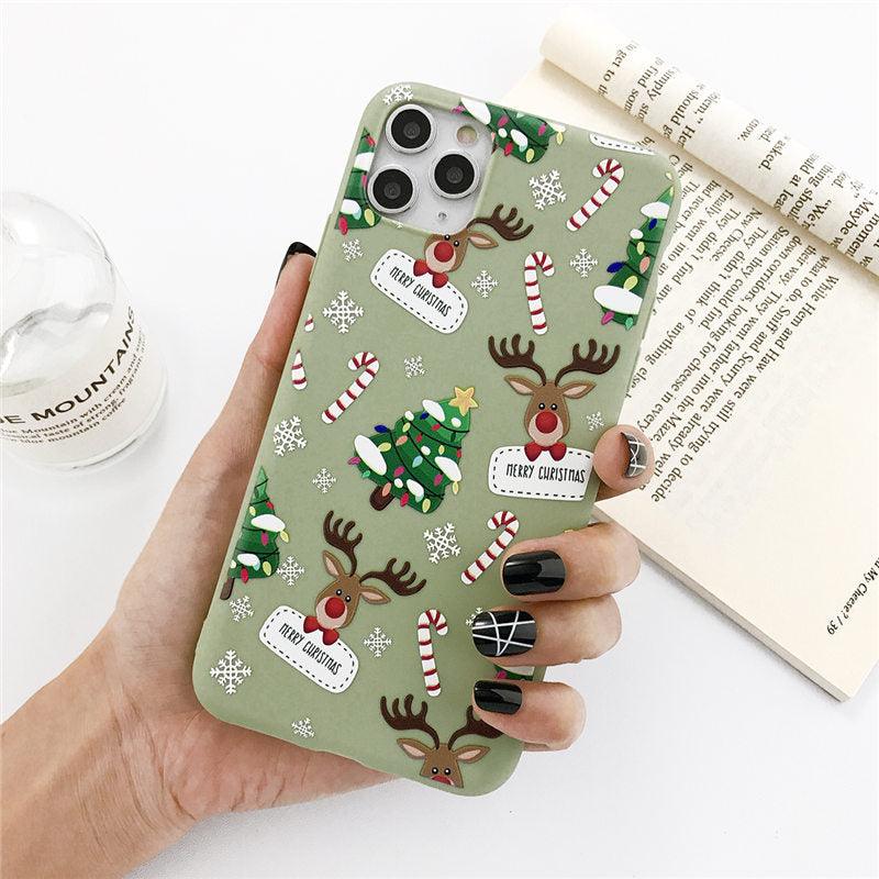 Christmas Beautiful Santa Phone Case For iPhone 13 14 12 11 Pro Max Mini 14Plus Soft Silicone Cover Christmas Silicone Mobile Phone Case Protective Case Comfortable Case for iPhone