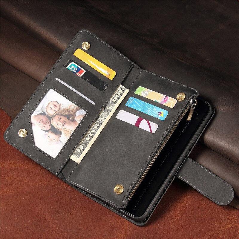 Retro Flip Leather Case For RedMi Note 11 Pro 10 10S 9S 9 8T 8 7 9A 9C 8A 7A  Wallet Card Cover For XiaoMi POCO M3 Vintage Premium PU Leather Cover Flip Case with Card Slots Magnetic Closure Pocket Handbag with Hand Strap