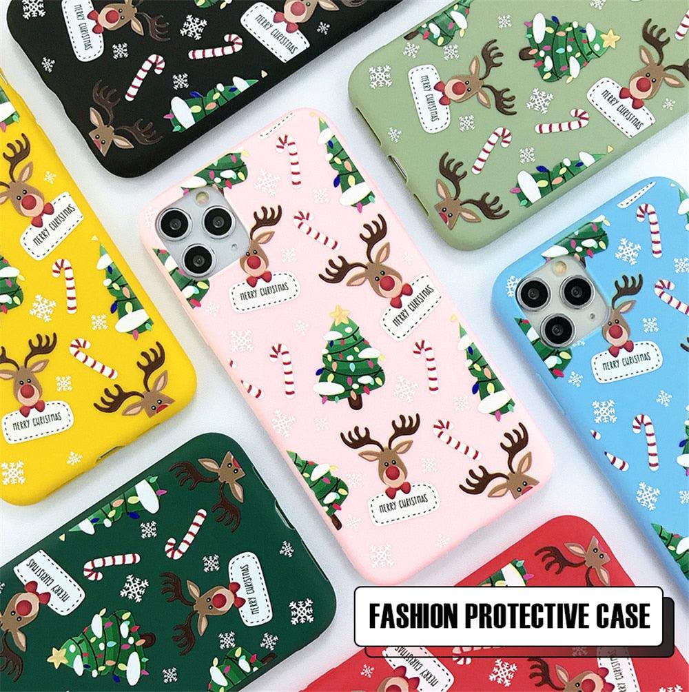 Christmas Beautiful Santa Phone Case For iPhone 13 14 12 11 Pro Max Mini 14Plus Soft Silicone Cover Christmas Silicone Mobile Phone Case Protective Case Comfortable Case for iPhone