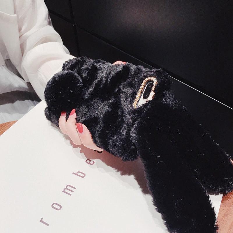 Comfortable Bunny Funny Women Phone Cover For iPhone 12 mini 11 Pro Max Hairy Cute Rabbit Animal Case For iPhone XS MAX XR Soft Lightweight Phone Cover Girl Gifts