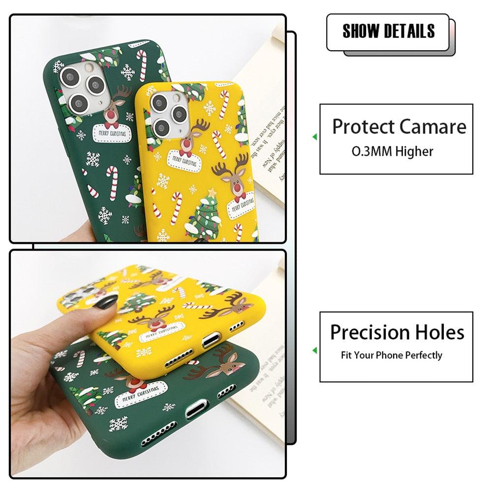 Christmas Beautiful Santa Phone Case For iPhone 13 14 12 11 Pro Max Mini 14Plus Soft Silicone Cover Christmas Silicone Mobile Phone Case Protective Case Comfortable Case for iPhone