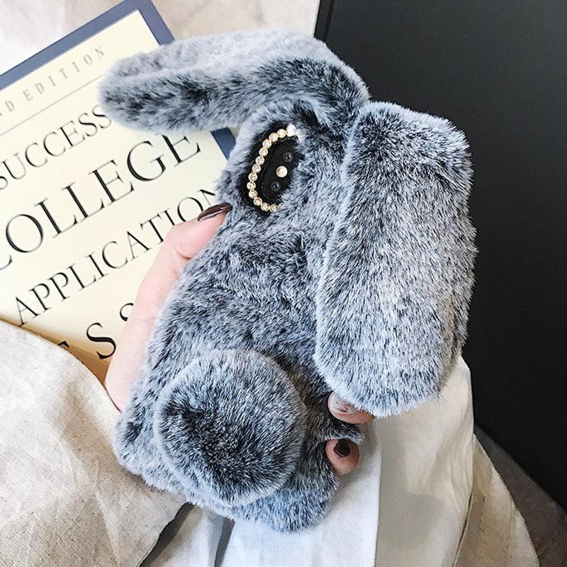 Comfortable Bunny Funny Women Phone Cover For iPhone 12 mini 11 Pro Max Hairy Cute Rabbit Animal Case For iPhone XS MAX XR Soft Lightweight Phone Cover Girl Gifts