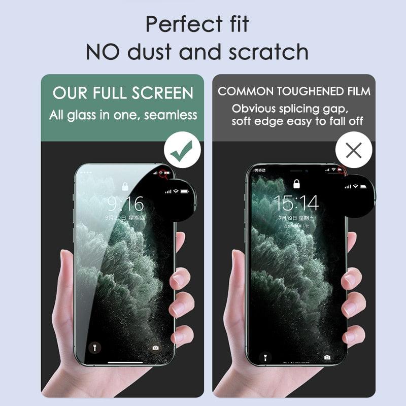 3pcs Full Cover Protective Glass On For Iphone 11 12 13 14 Pro Max Screen Protector For Iphone X Xr Xs Max 7 8 6s Plus Se Glass Full Screen Protector Edge To Edge Full Screen Coverage
