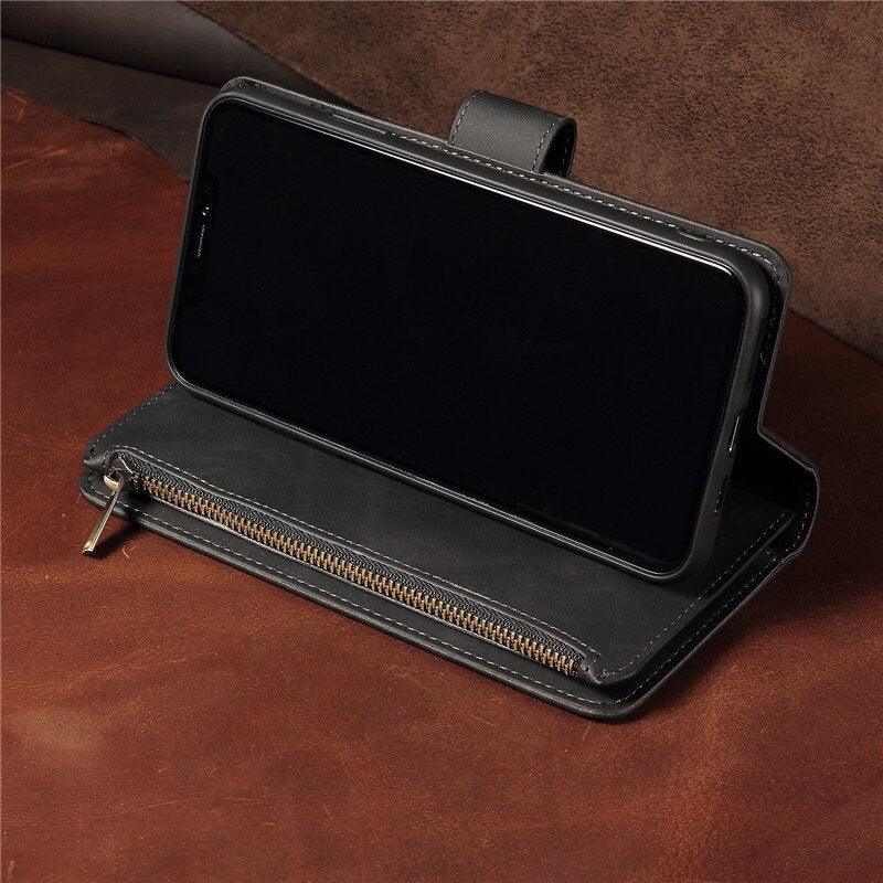 Retro Flip Leather Case For RedMi Note 11 Pro 10 10S 9S 9 8T 8 7 9A 9C 8A 7A  Wallet Card Cover For XiaoMi POCO M3 Vintage Premium PU Leather Cover Flip Case with Card Slots Magnetic Closure Pocket Handbag with Hand Strap