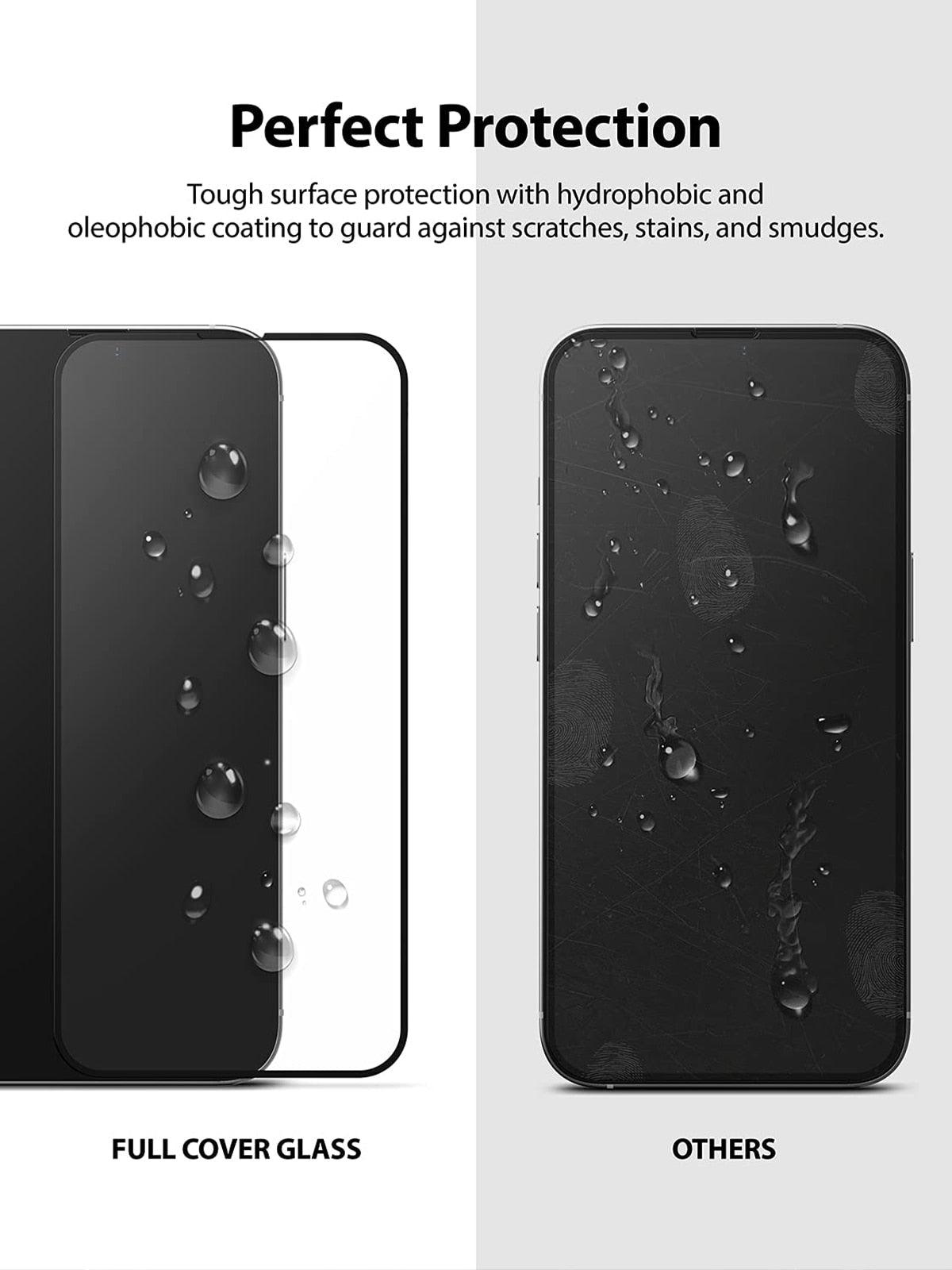 2PCS Super Glass for iphone 14 13 Pro Max screen protector best Oleophobic Coating 2.5D edge full glue cover for iPhone 14 13 mini Black Edge 9H Tempered Glass Film Case-Friendly HD Clear Screen Protector For iPhone