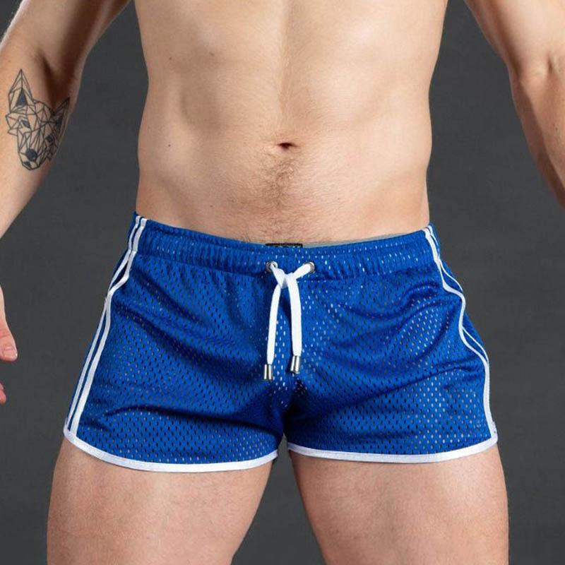New Gym Men's Sport Running Shorts Quick Dry grid Workout Short Pants GYM Wear Men Soccer Tennis Training Beach Swim Shorts Men's Boxer Shorts Ice Silk Mesh Underwear Breathable Basic Boxer Briefs Underpants Sports Shorts