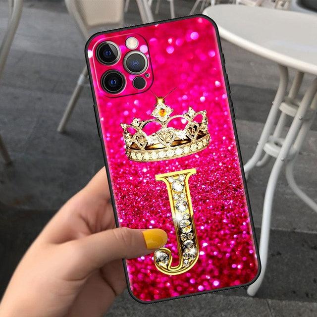Pink Shiny Letter Phone Case For Iphone 11 7 Pro Xr X Xs Max 6 6s 8 Plus Glitter Rhinestone Phone Cover Soft Cover Shockproof Glitter Sparkle Case Girly Women Protective Pink Cover
