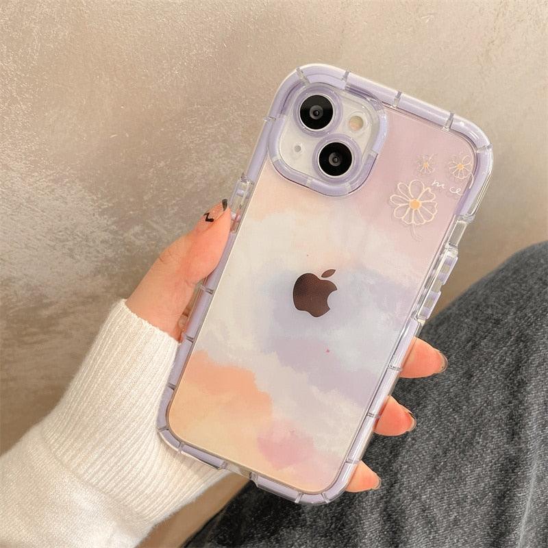 Luminous Art Abstract Phone Case For iPhone 13 12 11 Pro Max Transparent Silicone Shockproof Bumper Cover  Floral Girly Transparent Phone Case Glow In Dark iphone case