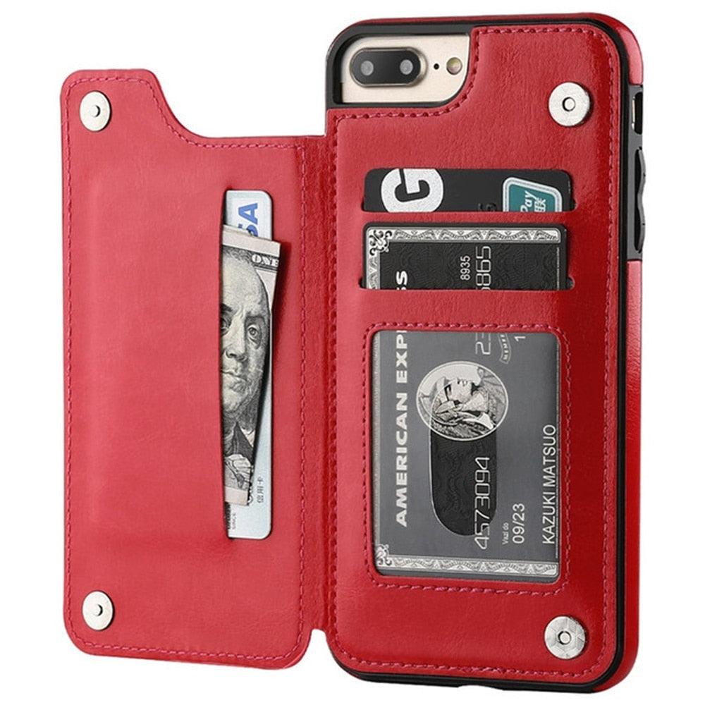 Leather Retro Card Holder Flip Cover for iPhone 11 12 13 14 Pro Max Mini Wallet Case iPhone 11 PU Leather Flip Cover Wallet Case For iPhone
