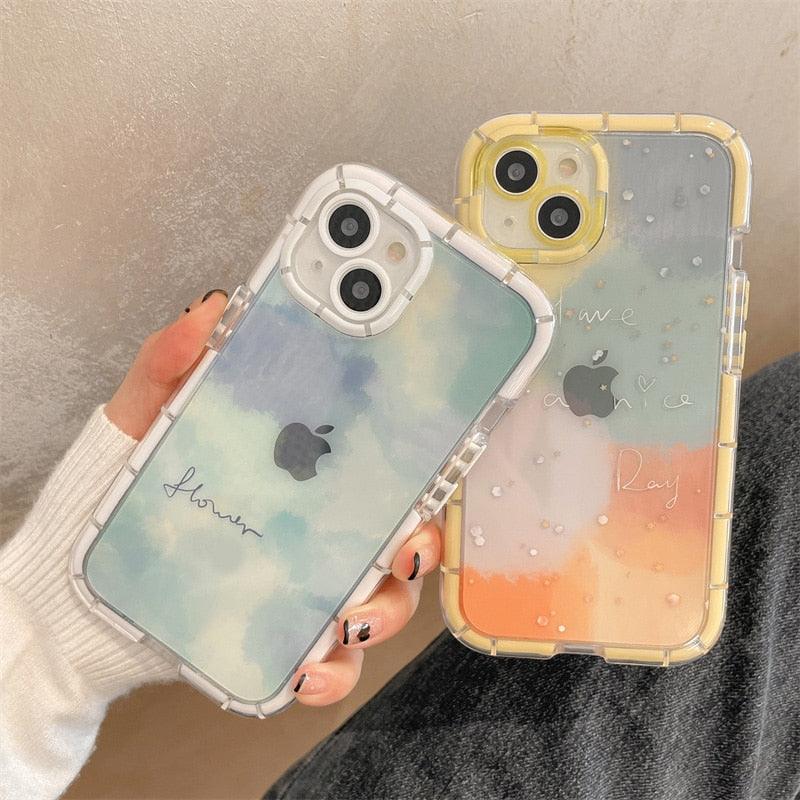 Luminous Art Abstract Phone Case For iPhone 13 12 11 Pro Max Transparent Silicone Shockproof Bumper Cover  Floral Girly Transparent Phone Case Glow In Dark iphone case