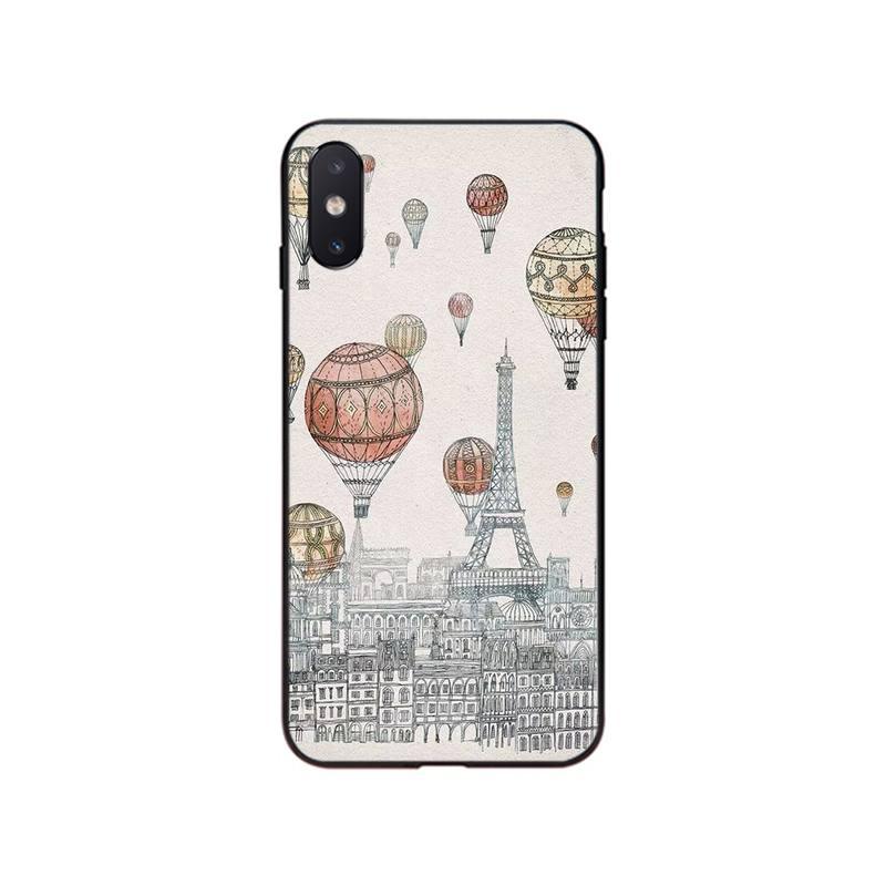 Red Umbrella in Paris London Eiffel Tower New york Phone Case For iphone 14 13 12 11 Pro Max 12 mini XS MAX XR 8 7 Plus X Case Shockproof Soft Rubber Full Protective Thin Phone Cover Cases Girly for iPhone