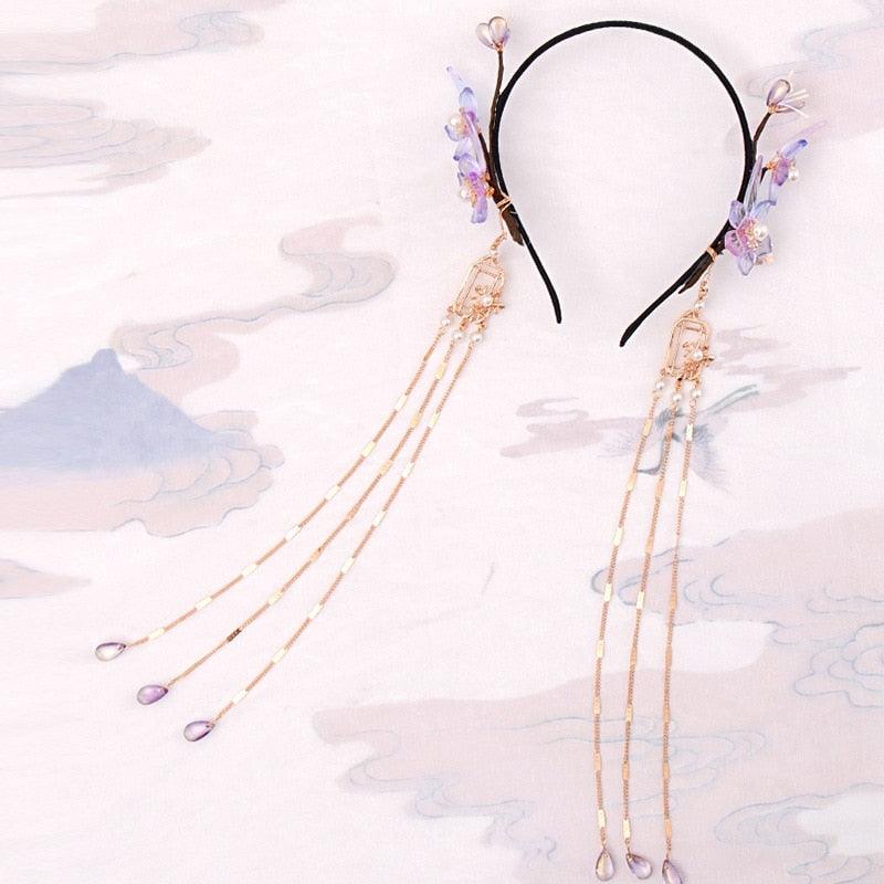 Long Tassel Headbands Hairband Simulated Pearl Leaf Tiaras and Crowns Forehead Jewelry for Women Girls Hair Accessories  Hair Band Headpiece Classic Hair Accessories Soft Sister Crown