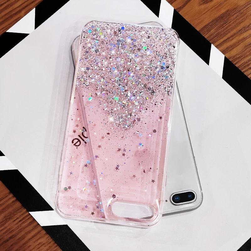 Glitter Luxury Soft Phone Case For iPhone 13 mini 12 Pro 11 ProMax For iPhone XR XS Max X 8 7 6s 6 Plus Back Cover Case Clear Glitter Sparkly Phone case for Women and Girls