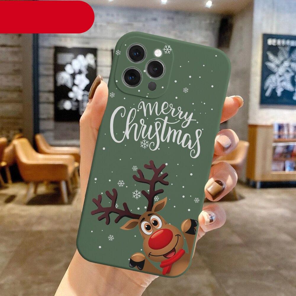 Christmas Pattern Design Red Silicone Phone Cover Anti-Scratch Soft Slim Bumper Shockproof Protective Case Shockproof Phone Case For iPhone 13 14 Pro Max Merry Christmas Candy Silicone Bumper Cover