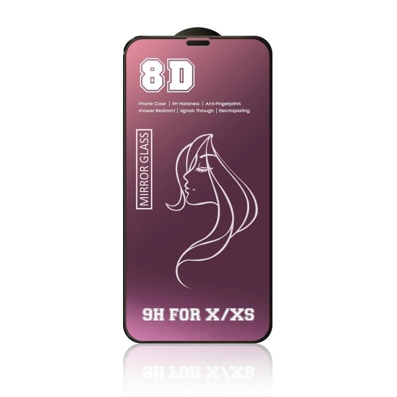 Glue Anti Scratch Mirror Screen Protector Tempered Glass For iphone 13 12 11 Pro XS Max X XR 7 8 Plus Makeup Mirror Tempered Glass for Iphone 11 12Pro 13pro Max Mirror Screen Protectors