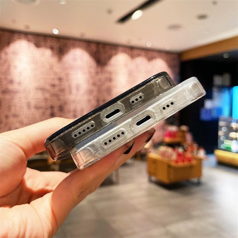 Solid Color Silicon For iPhone 12 Case Fashion Glitter Phone Case For iPhone 13 11 Pro Max X XR XS Max 8 Plus Glitter Shiny Elegant Case Luxury Clear Transparent Colored Case for iPhone