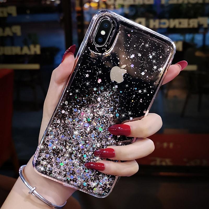 Glitter Luxury Soft Phone Case For iPhone 13 mini 12 Pro 11 ProMax For iPhone XR XS Max X 8 7 6s 6 Plus Back Cover Case Fashion Glitter Silicone Clear Shiny Sparkly Soft Flexible Shock-Absorbing Slim Protective Case