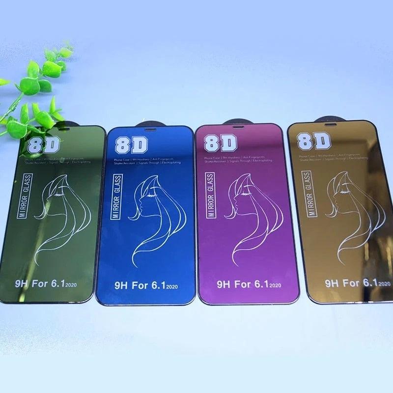 Glue Anti Scratch Mirror Screen Protector Tempered Glass For iphone 13 12 11 Pro XS Max X XR 7 8 Plus Makeup Mirror Tempered Glass for Iphone 11 12Pro 13pro Max Mirror Screen Protectors