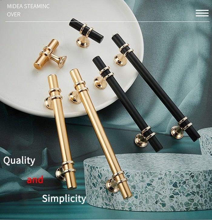 Aluminum Alloy Black Gold Door Handle Wardrobe Kitchen Cabinet Drawer Solid Handle Furniture Handle European Modern Hardware Modern Furniture Cupboard Door Drawer Handles