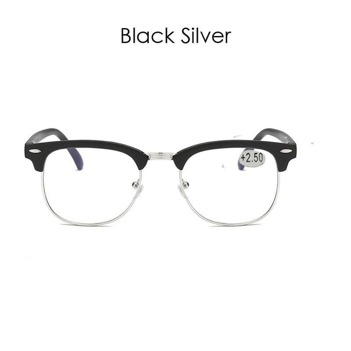 Anti Blue Light Half Frame Reading Glasses For  Women And  Men Anti Eye strain  Fashion Classic Style Retro Eyeglasses New Eyewear Simple Modern Design  Everyday Sunglasses For Men