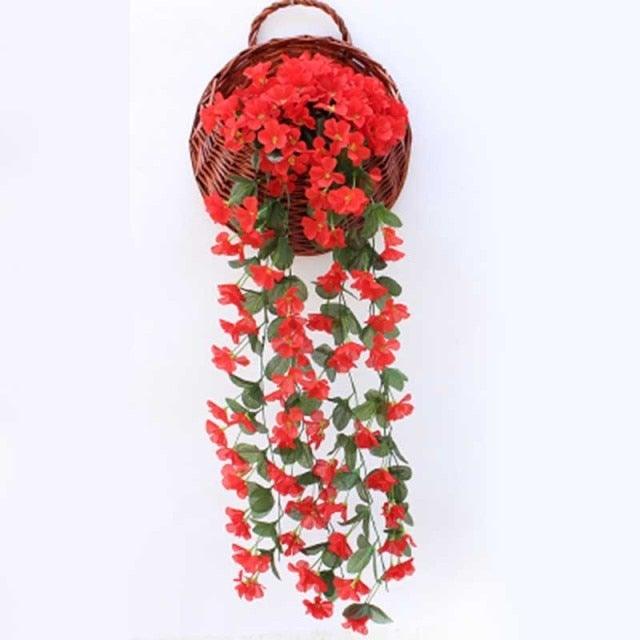 Artificial Flower Wisteria Basket Wall Hanging Flower Party Decoration Simulation For Valentine's Day Wedding Birthdays Hanging Basket Lifelike Garland for Home Wedding Garden/Yard String Floral Decoration