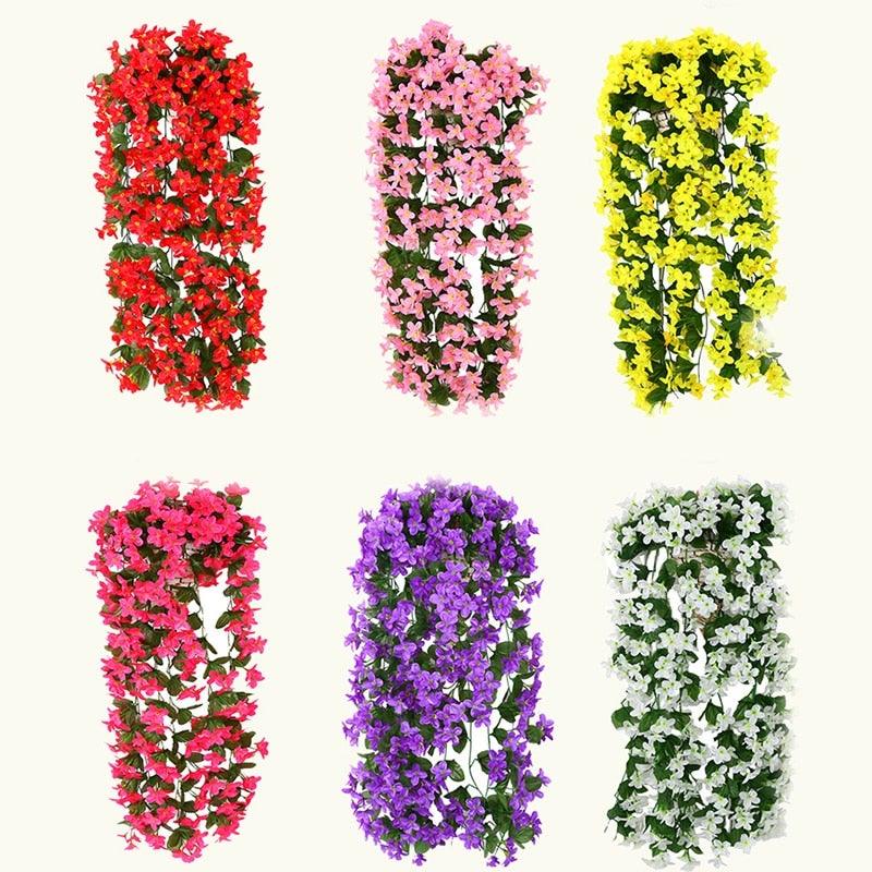 Artificial Flower Wisteria Basket Wall Hanging Flower Party Decoration Simulation For Valentine's Day Wedding Birthdays Hanging Basket Lifelike Garland for Home Wedding Garden/Yard String Floral Decoration